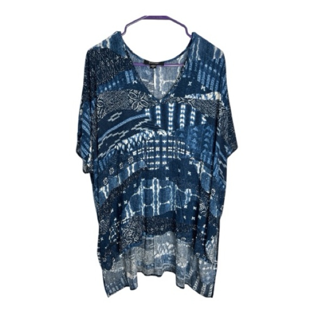 Karen Kane Women’s Navy and White Patterned Short Sleeve Top Size XL